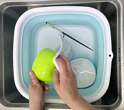 SAMMART 9.3L (2.46Gallon) Collapsible Dishpan with Draining Plug - Foldable Washing Basin - Portable Dish Washing Tub - Space Saving Kitchen Storage Tray