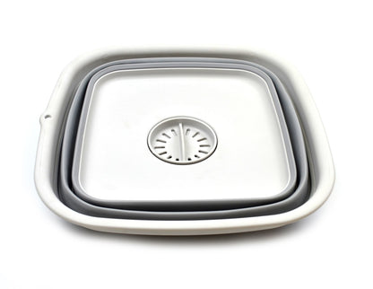 SAMMART 9.3L (2.46Gallon) Collapsible Dishpan with Draining Plug - Foldable Washing Basin - Portable Dish Washing Tub - Space Saving Kitchen Storage Tray