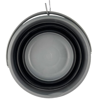 SAMMART Collapsible Plastic Bucket - Foldable Round Tub with Handle - Pop Up Saving (Grey/Black, 5.5L)