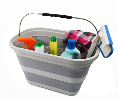 SAMMART Set of 2-20.8L (5.49Gallon) Collapsible Rectangular Handy Basket/Bucket