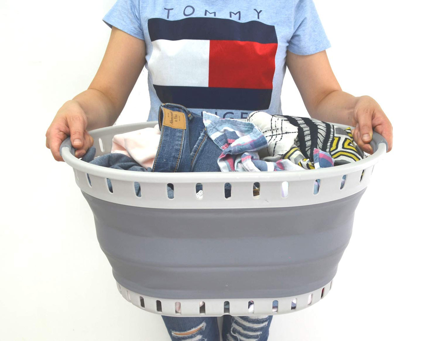 Collpasible Laundry Basket (25L Collapsible Laundry Basket with Holes (Dark Grey))