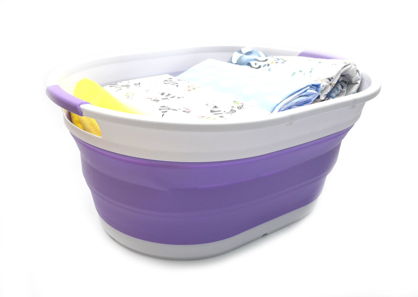 SAMMART 39L(10.3 gallon) Collapsible Plastic Laundry Basket - Oval Tub/Basket - Foldable Storage Container-Portable Washing Tub - Space Saving Laundry Hamper, Water capacity: 30L (7.9 gallon)