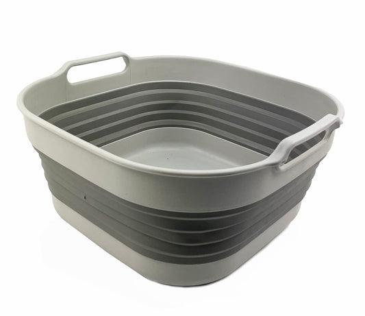 SAMMART Collapsible Tub - Portable/Space Saving Plastic Tub (Grey (10L Tub))