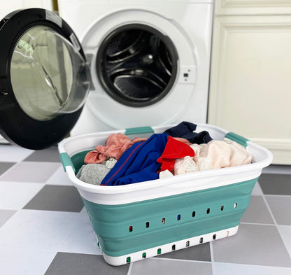 SAMMART 42L (11 gallon) Collapsible Plastic Laundry Basket - Foldable Pop Up Storage Container/Organizer - Space Saving Hamper/Basket