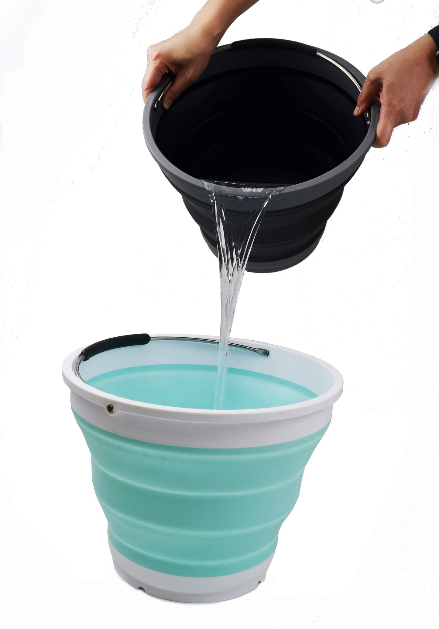 SAMMART 10L/2.6 Gallon Collapsible Plastic Bucket - Foldable Round Tub - Portable Fishing Water Pail - Space Saving Outdoor Waterpot, size 31cm dia