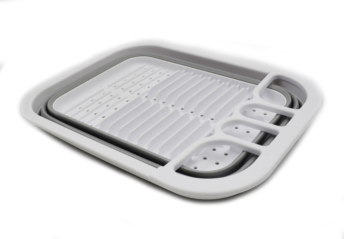 SAMMART Collapsible Dish Drainer with Drainer Board - Foldable Drying Rack Set - Portable Dinnerware Organizer - Space Saving Kitchen Storage Tray