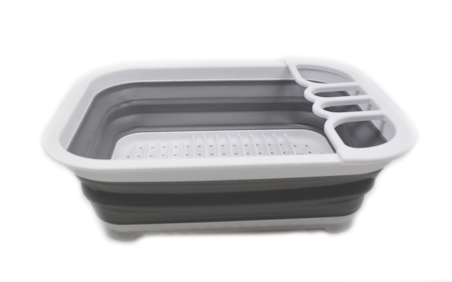 SAMMART Collapsible Dish Drainer with Drainer Board - Foldable Drying Rack Set - Portable Dinnerware Organizer - Space Saving Kitchen Storage Tray