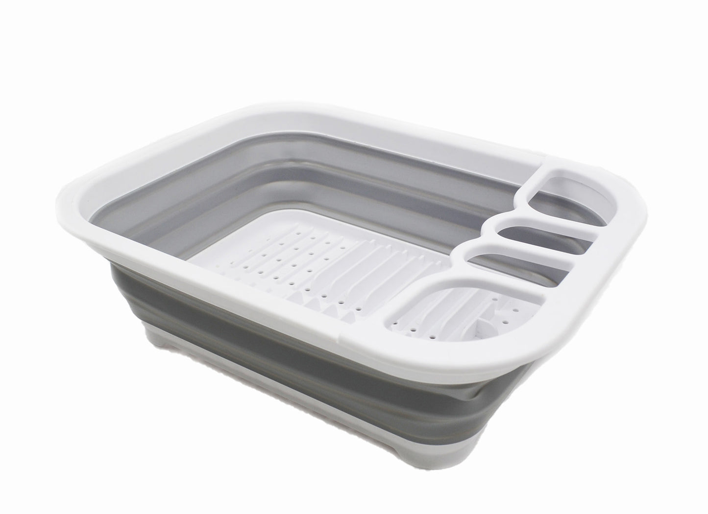 SAMMART Collapsible Dish Drainer with Drainer Board - Foldable Drying Rack Set - Portable Dinnerware Organizer - Space Saving Kitchen Storage Tray