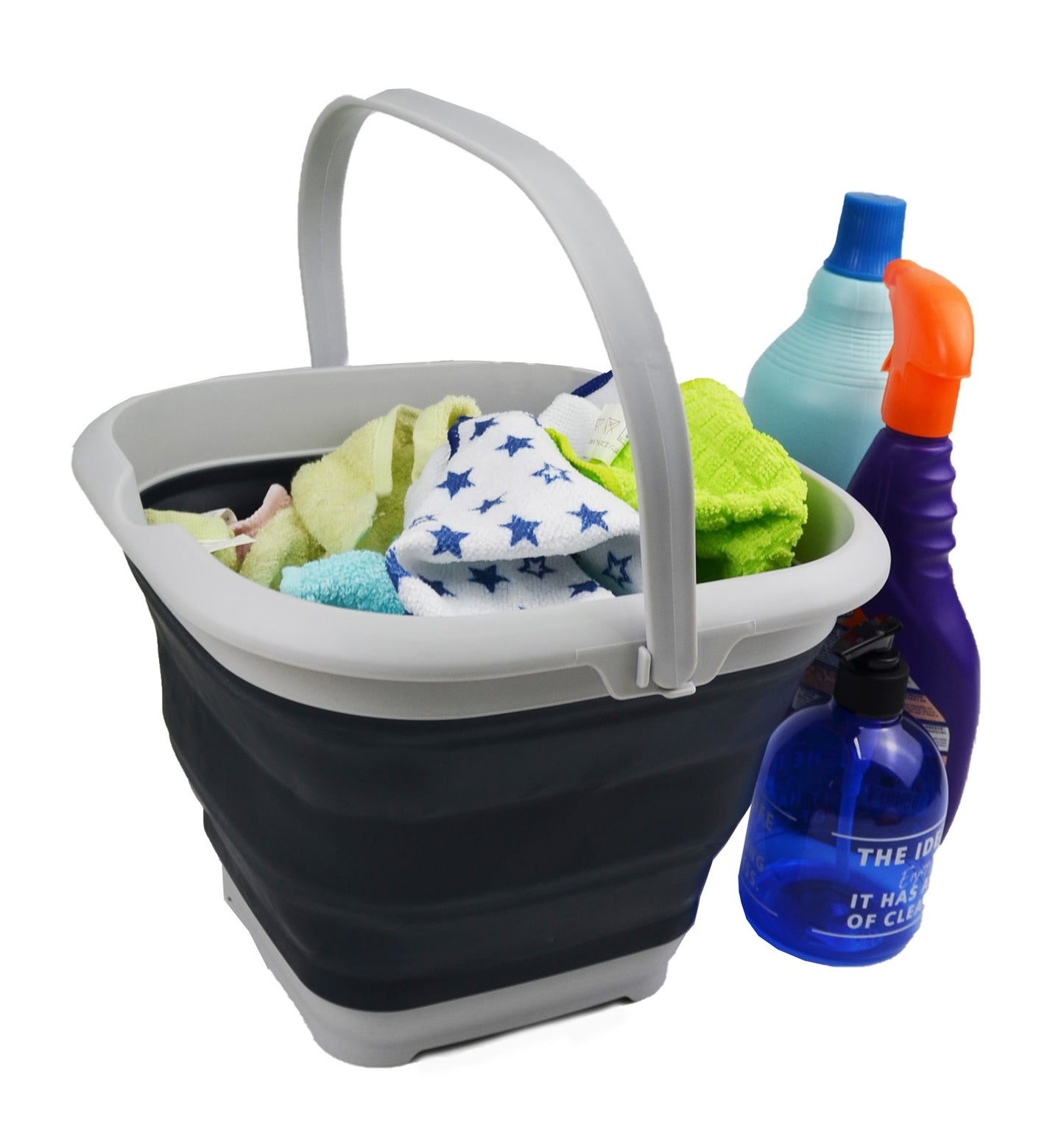 SAMMART 8.5L (2.2 gallon) Set of 2 Collapsible Square Handy Bucket  / Foldable SquareWater Pail / Portable Tub with Handle.  Size 31cm (Square)