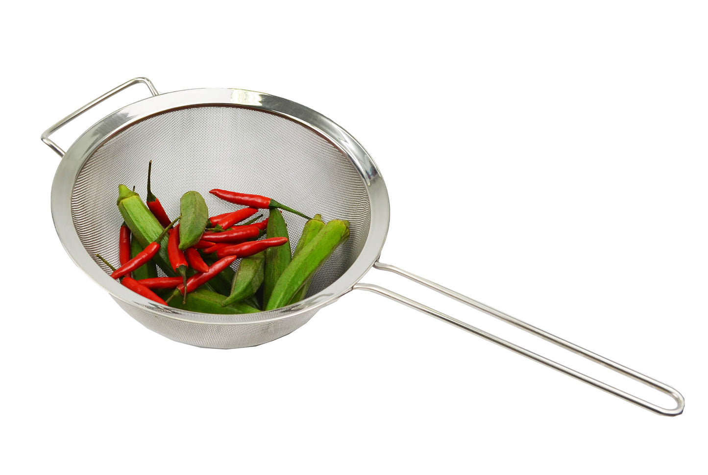 SAMMART Stainless Steel Mesh Strainer/Colander with Handle - Round Sieve with Wider Hoop