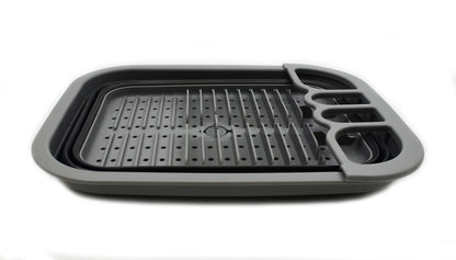 SAMMART Collapsible Dish Drainer with Drainer Board - Foldable Drying Rack Set - Portable Dinnerware Organizer - Space Saving Kitchen Storage Tray