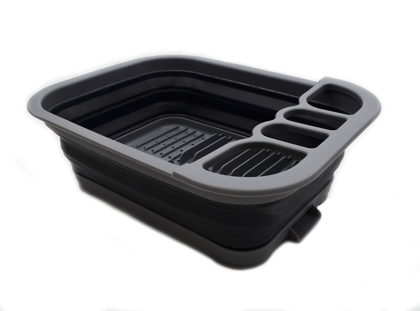 SAMMART Collapsible Dish Drainer with Drainer Board - Foldable Drying Rack Set - Portable Dinnerware Organizer - Space Saving Kitchen Storage Tray