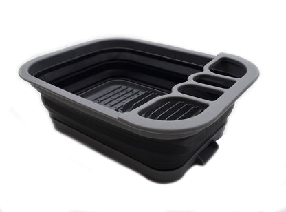 SAMMART Collapsible Dish Drainer with Drainer Board - Foldable Drying Rack Set - Portable Dinnerware Organizer - Space Saving Kitchen Storage Tray