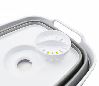 SAMMART Combo Collapsible Dish Drainer with Bucket - Space Saving, Camping Set, Picnic Set, Indoor or Outdoor use, Foldable Storage.