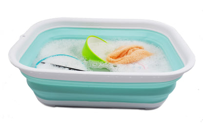 SAMMART 12L (3.17 Gallon) Collapsible Tub - Foldable Dish Tub - Portable Washing Basin - Space Saving Plastic Washtub