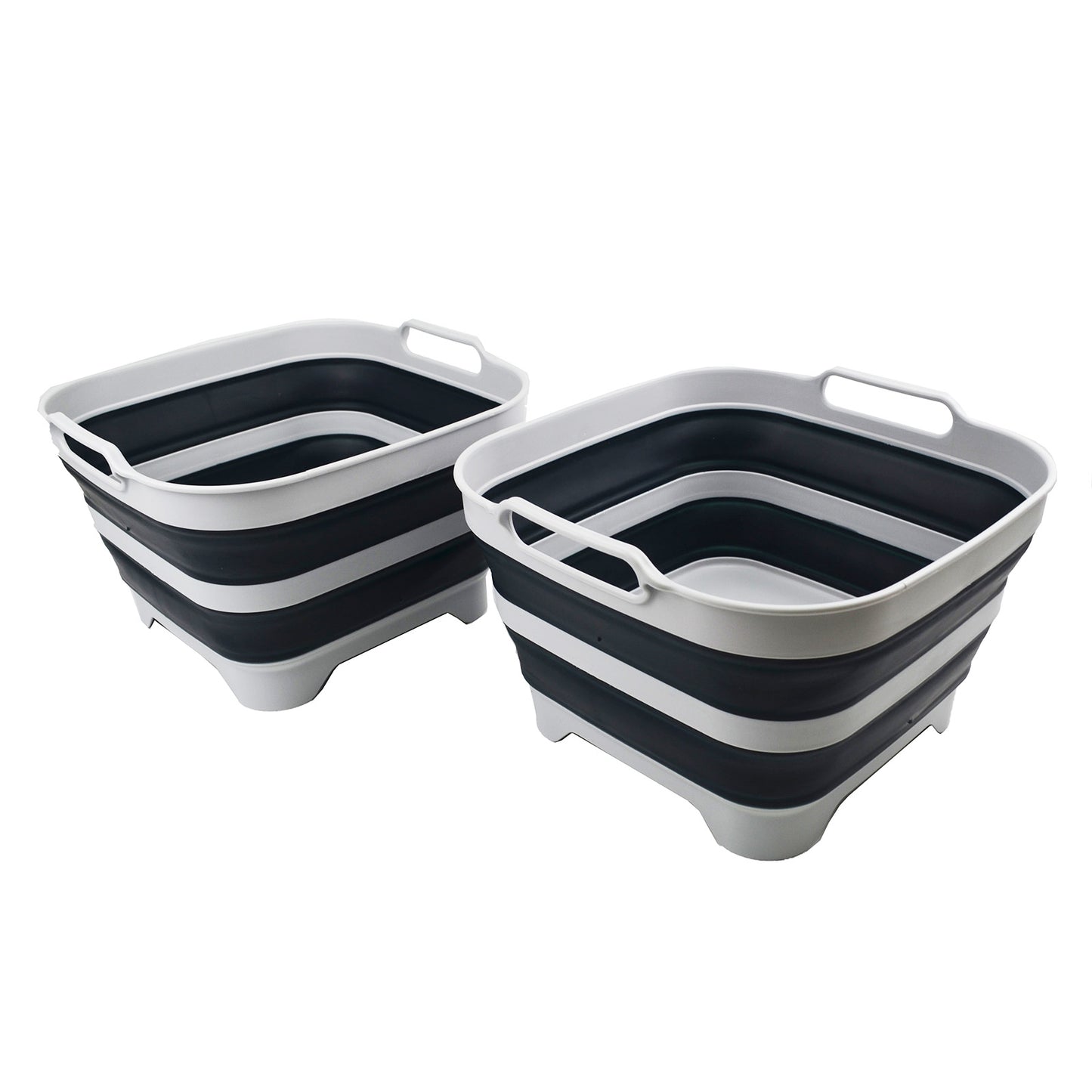 SAMMART 10L (2.6 gallons) Collapsible Plastic Dishpan with Draining Plug - Foldable Washing Tub - Portable Dish Washtub - Space Saving Kitchen Outdoor Pop Up