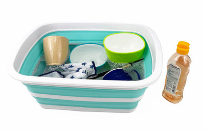 SAMMART 10L (2.6 Gallon) Collapsible Tub-Foldable Dish Tub-Portable Washing Basin-Space Saving Plastic Washtub