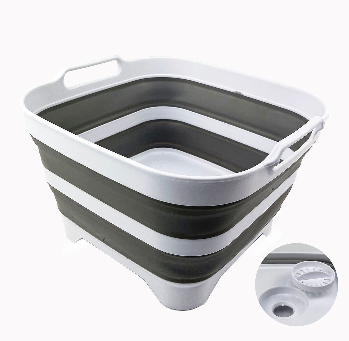 SAMMART 10L (2.6 gallons) Collapsible Plastic Washing Tub with Draining Plug - Foldable Dishpan - Portable Washing Tub/Basin - Pop Up Saving Kitchen Storage