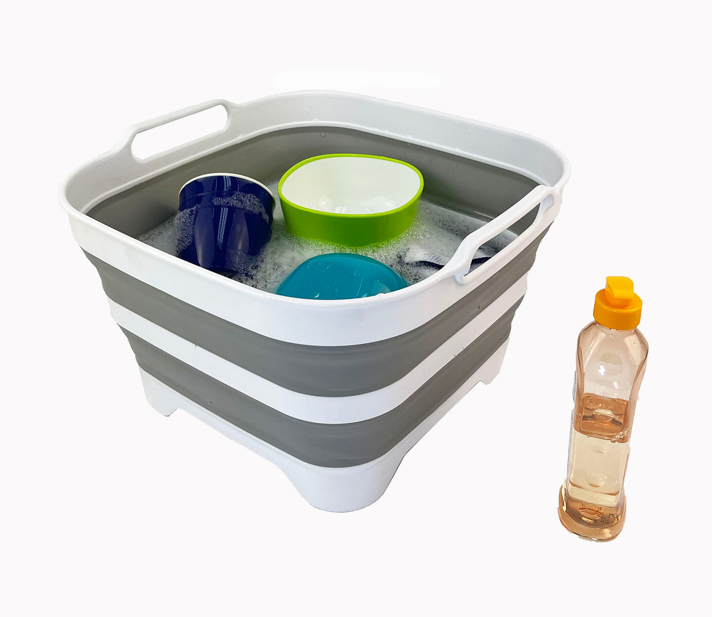 SAMMART 10L (2.6 gallons) Collapsible Plastic Washing Tub with Draining Plug - Foldable Dishpan - Portable Washing Tub/Basin - Pop Up Saving Kitchen Storage
