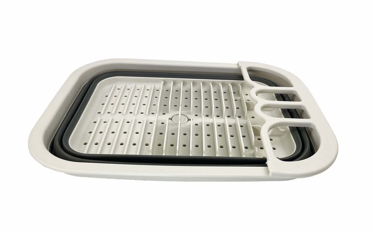 SAMMART Collapsible Dish Drainer with Drainer Board - Foldable Drying Rack Set - Portable Dinnerware Organizer - Space Saving Kitchen Storage Tray