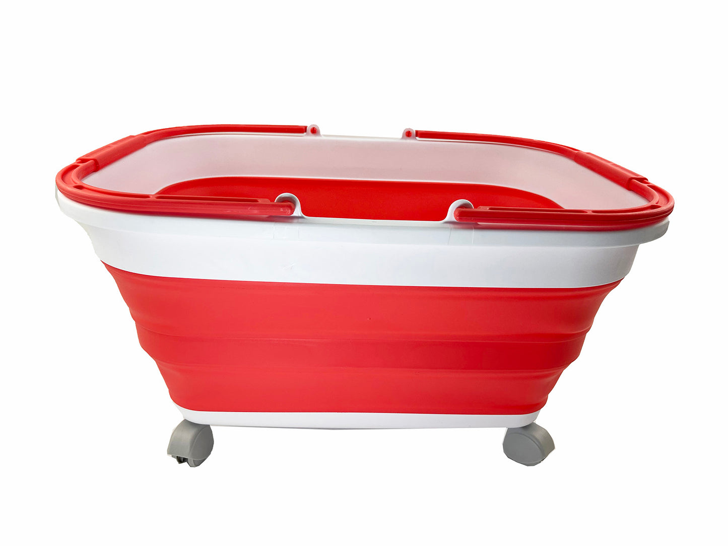 SAMMART 26L (6.8 Gallons) Collapsible Plastic Laundry Basket with Handle & Wheels-Foldable Pop Up Storage Container/Basket with handle and wheels-Portable Washing Tub