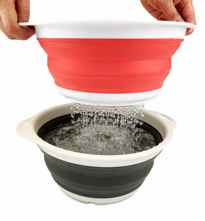 SAMMART 2.6L (0.68 Gallon) Collapsible Tub - Foldable Dish Tub - Portable Washing Basin - Space Saving