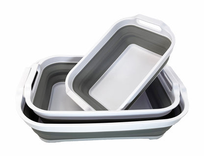 SAMMART Collapsible Tub - Foldable Dish Tub - Portable Washing Basin - Space Saving Plastic Washtub