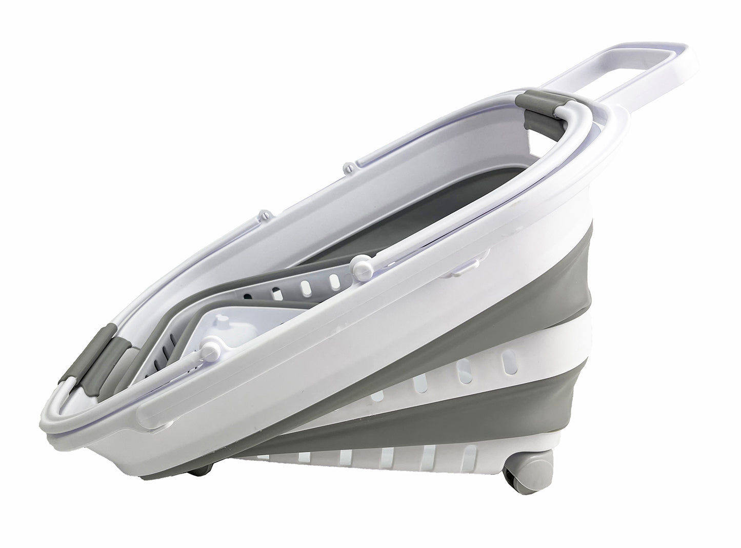 SAMMART 35L (9.24 Gallons) Collapsible Plastic Laundry Basket with Handle and Wheels - Foldable Pop Up Storage Container/Organizer with handle and wheels - Space Saving