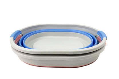 SAMMART Set of 2 Collapsible Plastic Oval Laundry Basket - Foldable Pop Up Storage Container/Organizer - Portable Washing Tub - Space Saving Hamper