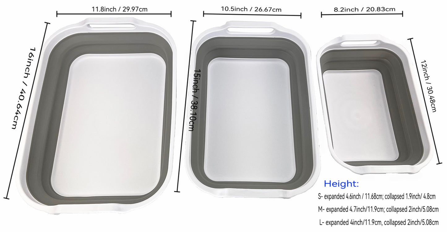 SAMMART Collapsible Tub - Foldable Dish Tub - Portable Washing Basin - Space Saving Plastic Washtub