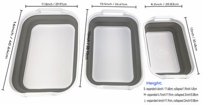 SAMMART Collapsible Tub - Foldable Dish Tub - Portable Washing Basin - Space Saving Plastic Washtub