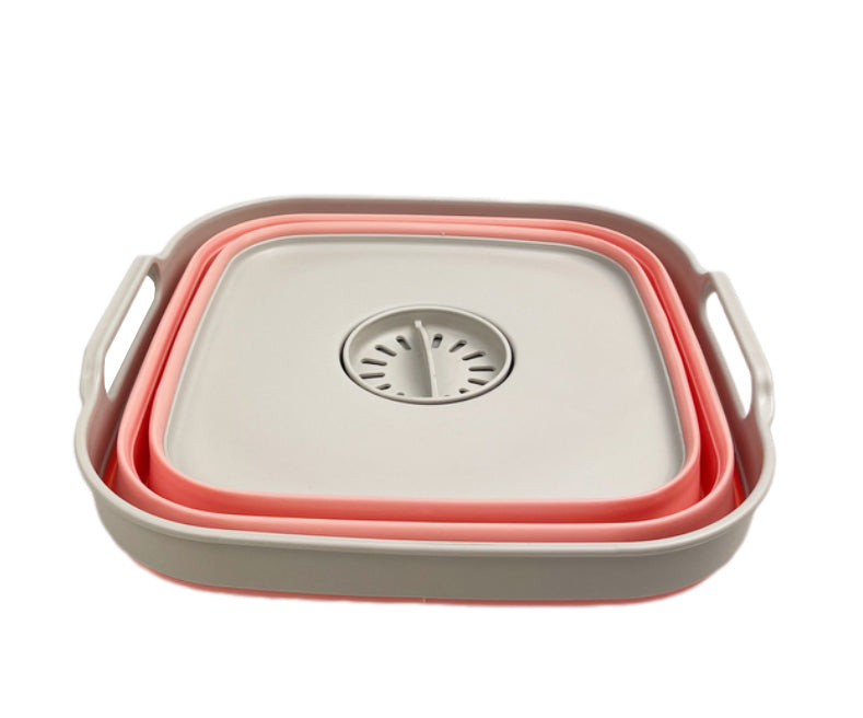 SAMMART 10L (2.64 Gallon) Collapsible Dishpan with Draining Plug-Foldable Washing Basin-Portable Dish Washing Tub-Space Saving Kitchen Storage Tray for Camping & RV