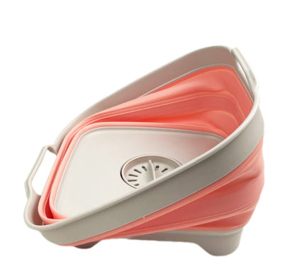 SAMMART 10L (2.64 Gallon) Collapsible Dishpan with Draining Plug-Foldable Washing Basin-Portable Dish Washing Tub-Space Saving Kitchen Storage Tray for Camping & RV