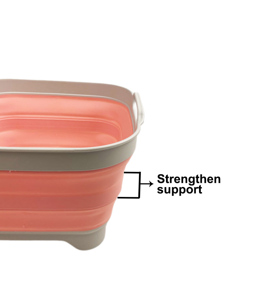 SAMMART 10L (2.64 Gallon) Collapsible Dishpan with Draining Plug-Foldable Washing Basin-Portable Dish Washing Tub-Space Saving Kitchen Storage Tray for Camping & RV