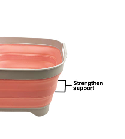 SAMMART 10L (2.64 Gallon) Collapsible Dishpan with Draining Plug-Foldable Washing Basin-Portable Dish Washing Tub-Space Saving Kitchen Storage Tray for Camping & RV