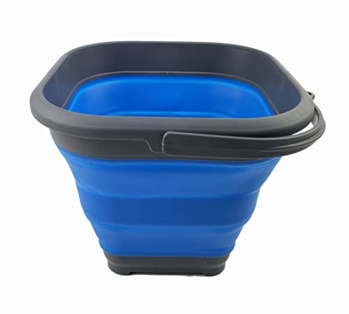 SAMMART 5.5L (1.4 Gallon) Collapsible Square Handy Bucket/Foldable SquareWater Pail/Portable Tub with Handle.