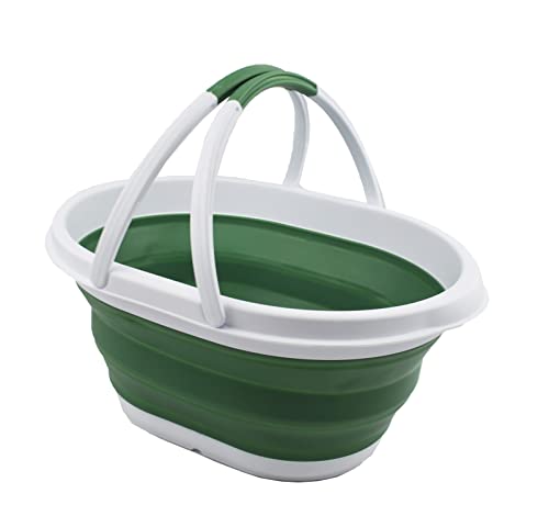 SAMMART 11L (2.9 Gallon) Collapsible Basket with Handle - Portable Outdoor Picnic Basket/Crater - Foldable Shopping Bag - Space Saving Storage Container