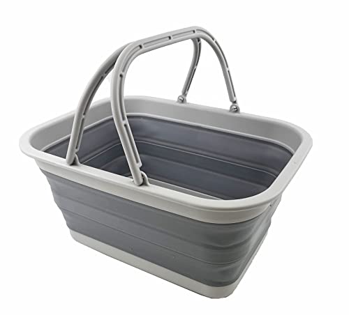 SAMMART SAMMART 12L (3.17Gallon) Collapsible Tub with Handle - Portable Outdoor Picnic Basket/Crater - Foldable Shopping Bag - Space Saving Storage Container