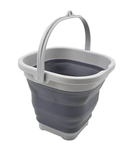 SAMMART 2.6L (0.68 Gallon) Super Mini Sqare Collapsible Plastic Bucket - Foldable Square Tub - Portable Fishing Water Pail - Space Saving Outdoor Waterpot