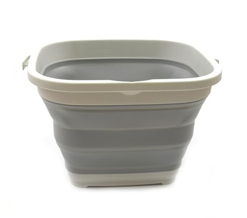 SAMMART 11L (2.9 gallons) Collapsible Plastic Rectangular Bucket - Foldable Washing tub with Handle - Pop Up Saving Outdoor Waterpot