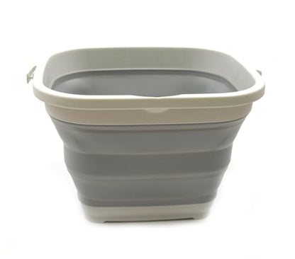 SAMMART 11L (2.9 gallons) Collapsible Plastic Rectangular Bucket - Foldable Washing tub with Handle - Pop Up Saving Outdoor Waterpot