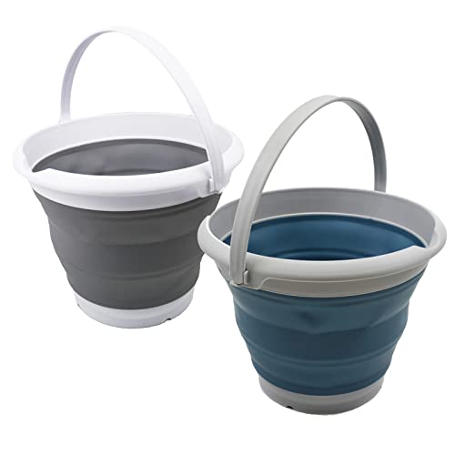 SAMMART 8.5L (2.2 Gallon) Collapsible Plastic Bucket - Foldable Round Tub - Portable Fishing Water Pail - Space Saving Outdoor Waterpot. Size 31cm Dia
