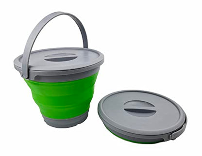 SAMMART 5.5L (1.4 Gallon) Collapsible Plastic Bucket with Lid - Foldable Round Tub with Lid - Portable Fishing Water Pail - Space Saving Outdoor Waterpot.