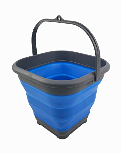 SAMMART 5.5L (1.4 Gallon) Collapsible Square Handy Bucket/Foldable SquareWater Pail/Portable Tub with Handle.