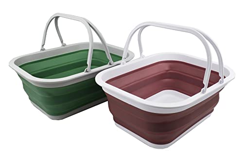 SAMMART 15L (4 Gallons) Collapsible Basket with Handle - Portable Outdoor Picnic Basket/Crater - Foldable Shopping Bag - Space Saving Storage Container
