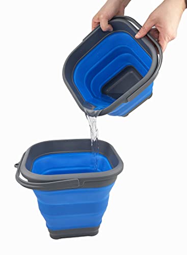 SAMMART 5.5L (1.4 Gallon) Collapsible Square Handy Bucket/Foldable SquareWater Pail/Portable Tub with Handle.