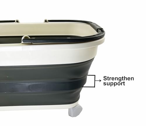 SAMMART 26L (6.8 Gallons) Collapsible Plastic Laundry Basket with Handle & Wheels-Foldable Pop Up Storage Container/Basket with handle and wheels-Portable Washing Tub