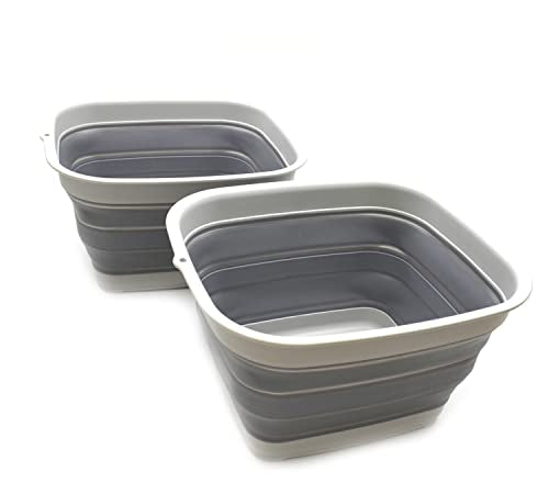 SAMMART 15L (3.9 Gallon) Collapsible Tub - Foldable Dish Tub - Portable Washing Basin - Space Saving Plastic Washtub