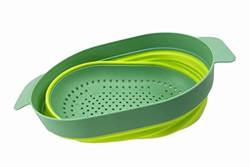 SAMMART 3L (0.8 gallon) Over The Sink Oval Colander - Foldable Colander - Collapsible Kitchen Colander - Space Saving