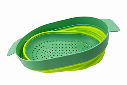 SAMMART 3L (0.8 gallon) Over The Sink Oval Colander - Foldable Colander - Collapsible Kitchen Colander - Space Saving